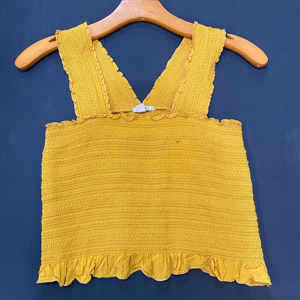 Mustard Yellow Cinch Crop Top